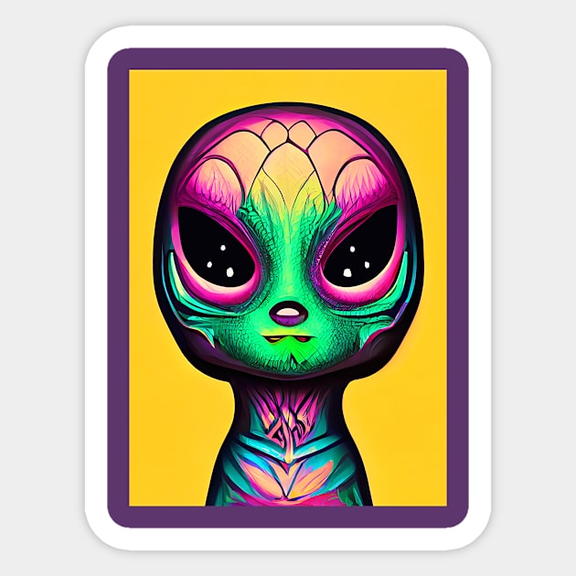 Psychedelic Alien Hippie Rectangle Design Sticker by Edongski303 Teepublic Merch